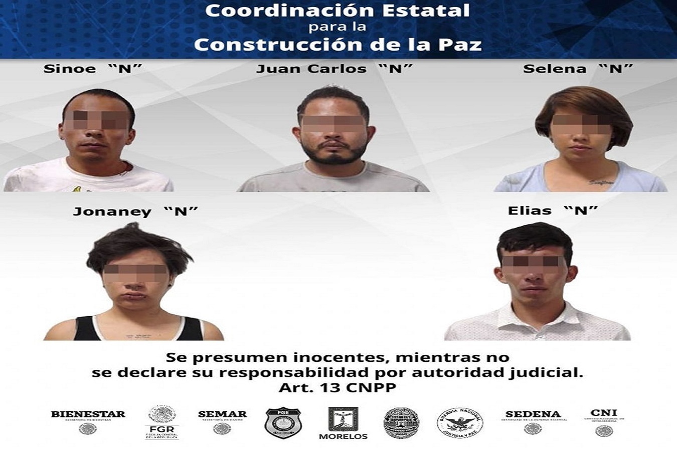 Rescatan a hombre de 63 años secuestrado en el municipio de Cuautla. Quedaron detenidos cinco adultos y una menor de edad
