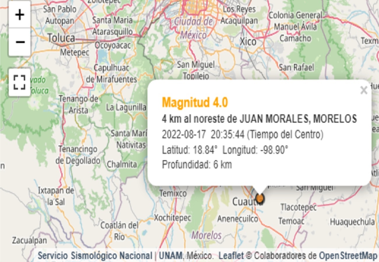 Sismo de 4.0 con epicentro en Yecapixtla no dejó afectaciones 